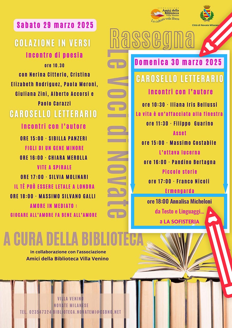 LA SOFISTERIA - SAVE THE DATE 30 Marzo 2025 in Biblioteca a Novate